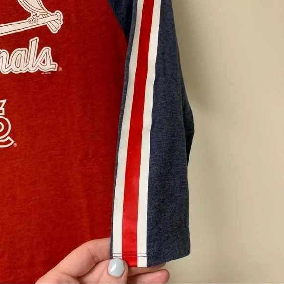 Nike MLB Women’s St. Louis Cardinals Baseball‎ Tee 3/4 Sleeve Stripped Size XS - Picture 5 of 5
